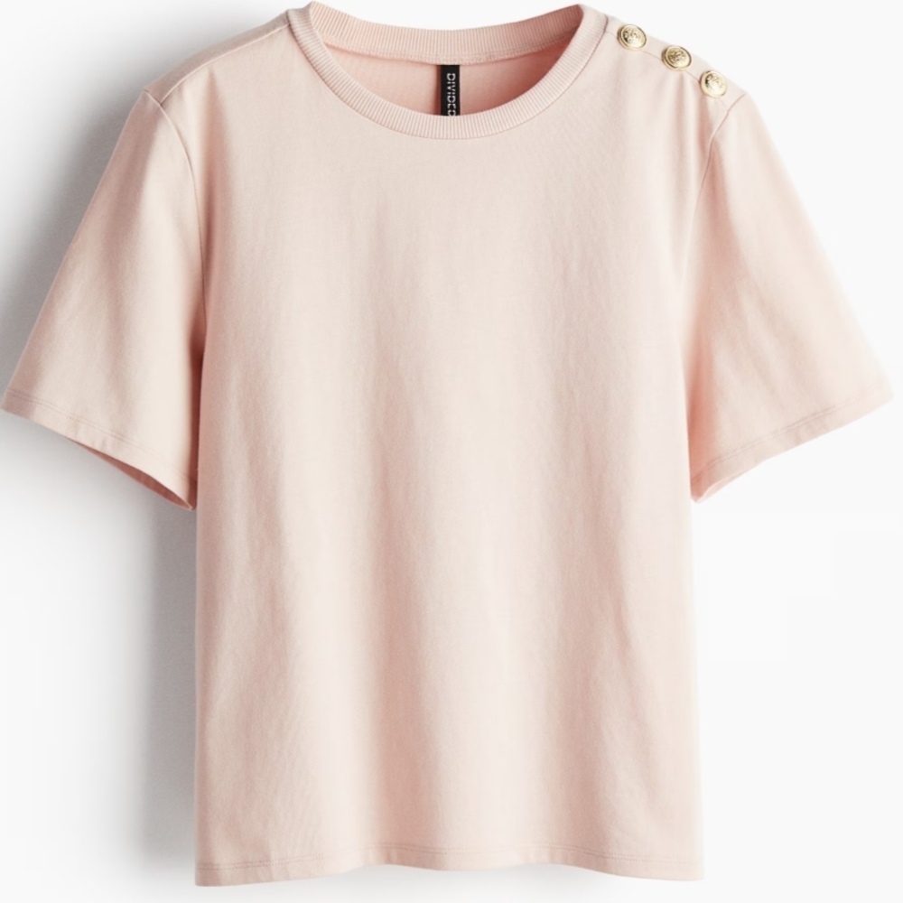 Chic Pink Button-Shoulder Top